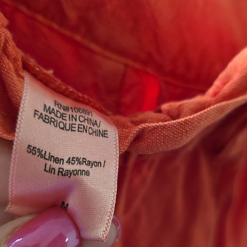 Women’s Wide Leg Cargo Pants in Coral Red - Picture 6 of 7